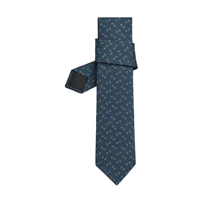 HERMES Tie7 Series H Jacquard Tie - Blue H339266T-01
