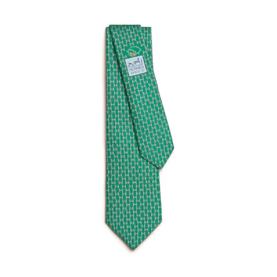 HERMES Tie 7 Dancing H Green Tie H006303Tv16