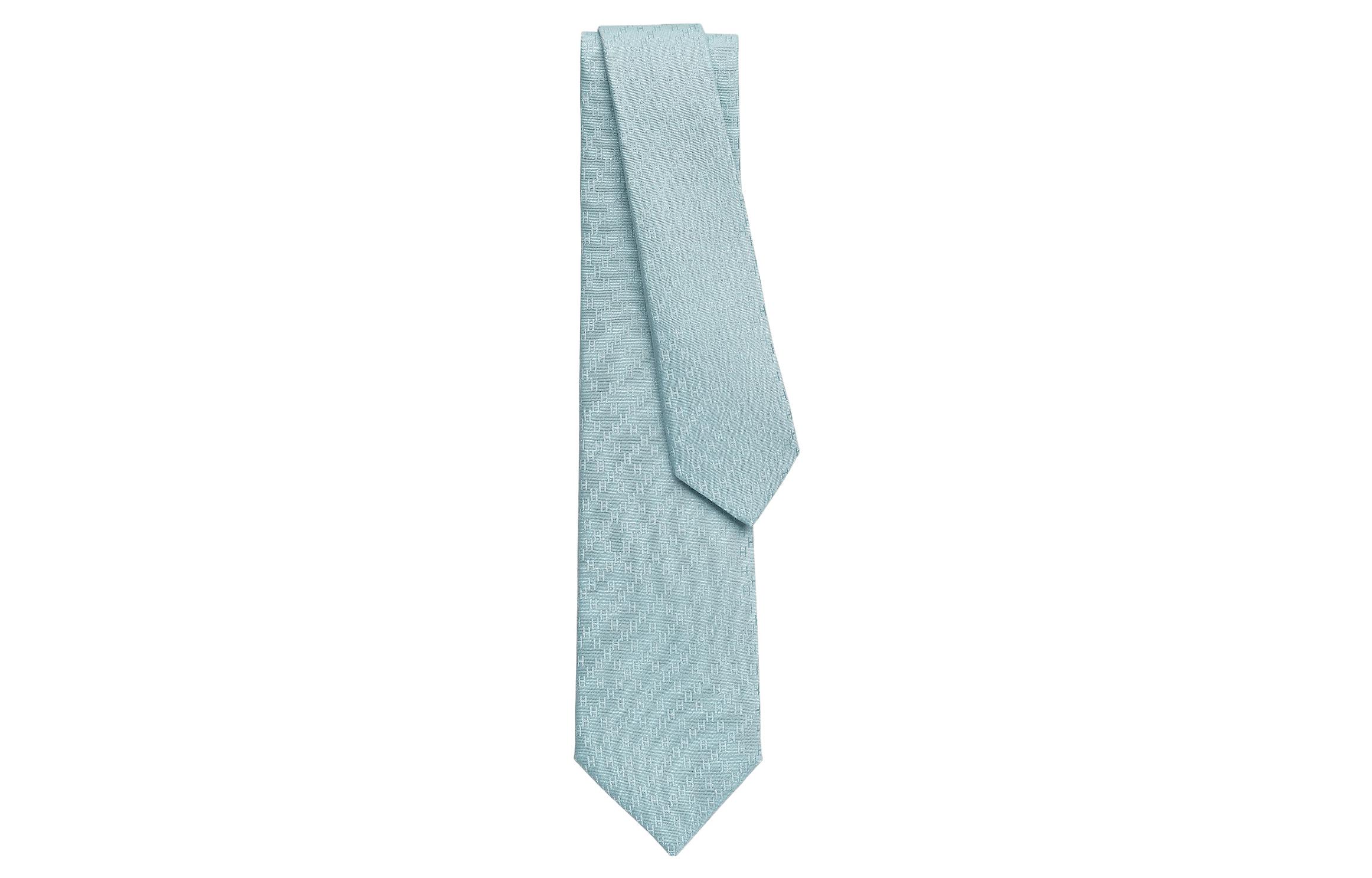HERMES Tie 7 Jacquard 'H' Design - Cloud Blue Tie H036201T-18