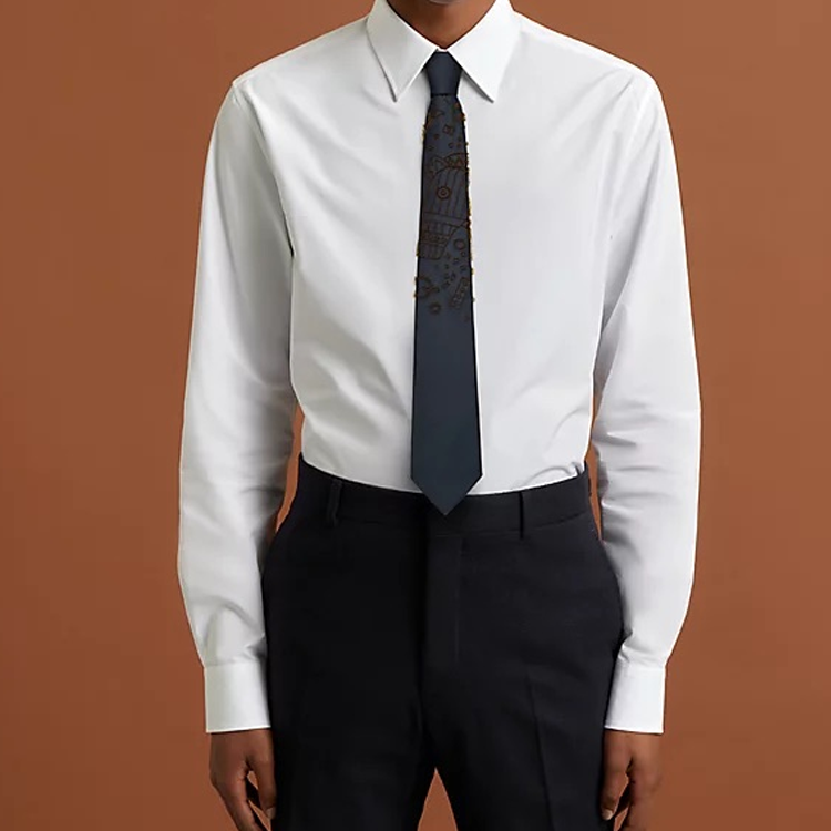 HERMES Tie 7 Mini Horse Pattern  Tie Navy Blue/Gold. H159197T-02 圖 4