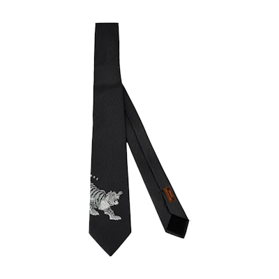 HERMES Tie 7 Tigre Grey Tie H339318T-02