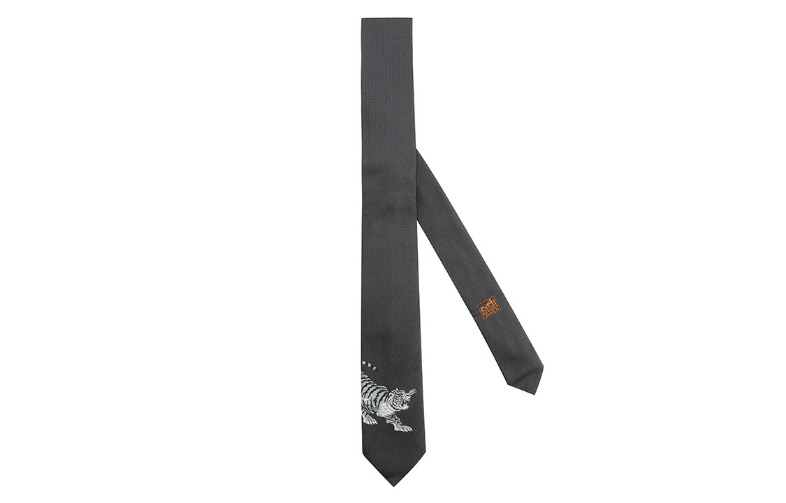 Order エルメス タイ 7 タイガー グレー ネクタイ H339318T-02