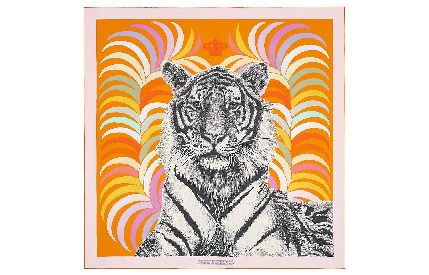 HERMES Tiger King 90cm Double-Sided Orange Scarf 90x90cm H903887S-04 圖 2