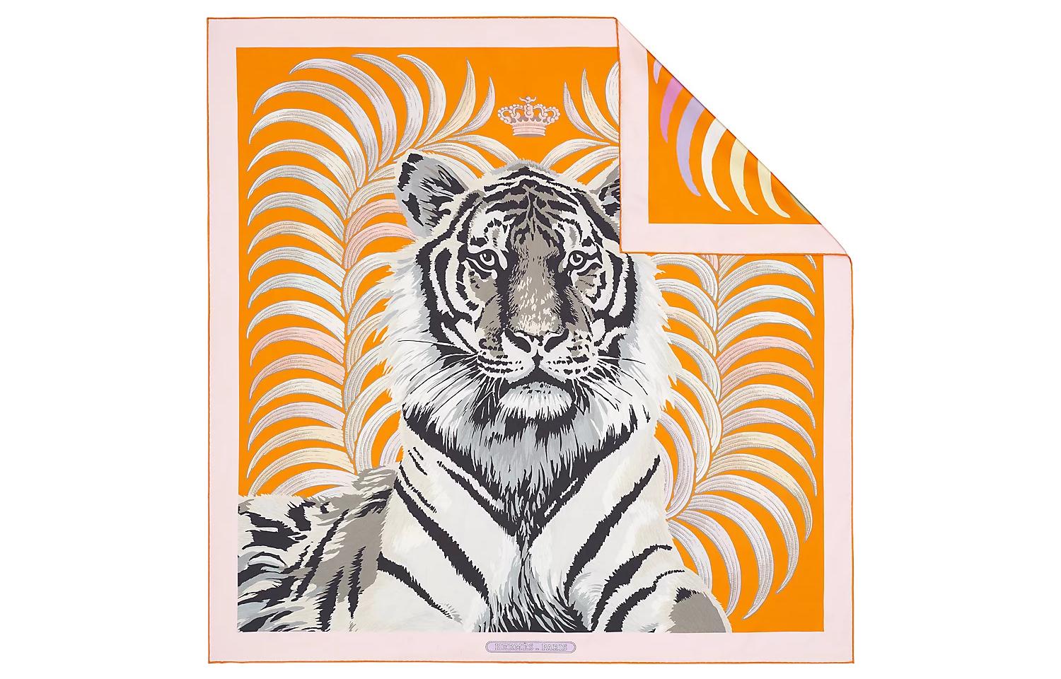 HERMES Tiger King 90cm Double-Sided Orange Scarf 90x90cm H903887S-04 圖 4