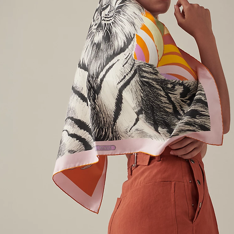 HERMES Tiger King 90cm Double-Sided Orange Scarf 90x90cm H903887S-04 圖 5
