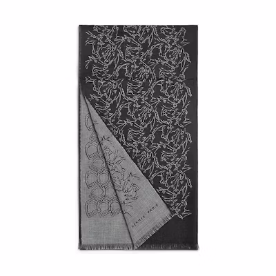 HERMES Tissée Reversible Horse Mix Wool Scarf Grey Mens Comfortable Warm H703845T