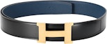 Lookbook HERMES Togo Reversible Leather Belt Black/Blue Gold Buckle 3.8cm H704562CUZ3 H077971CAAE