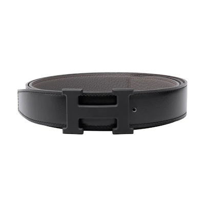 HERMES Togo Black/Etoupe Reversible Leather Belt 3.2cm H080029CY89+H073967CAAC