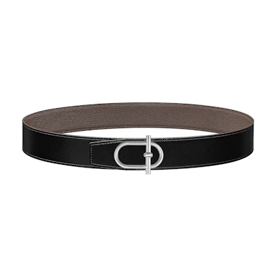 HERMES Togo Black Leather Belt for Men - Smooth Buckle, 3.8cm Width H081758CK05-H077971CAAG085