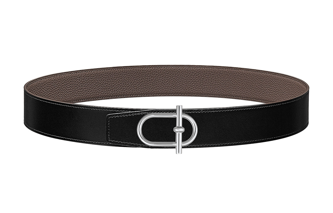 HERMES Togo Black Leather Belt for Men - Smooth Buckle, 3.8cm Width H081758CK05-H077971CAAG085 圖 2