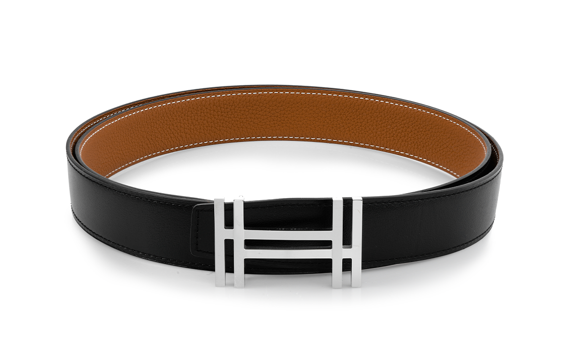 HERMES Togo Calfskin Dual-Sided Belt Silver Buckle Black/Gold 3.2cm H066050CK05-H073967CAAA 圖 2