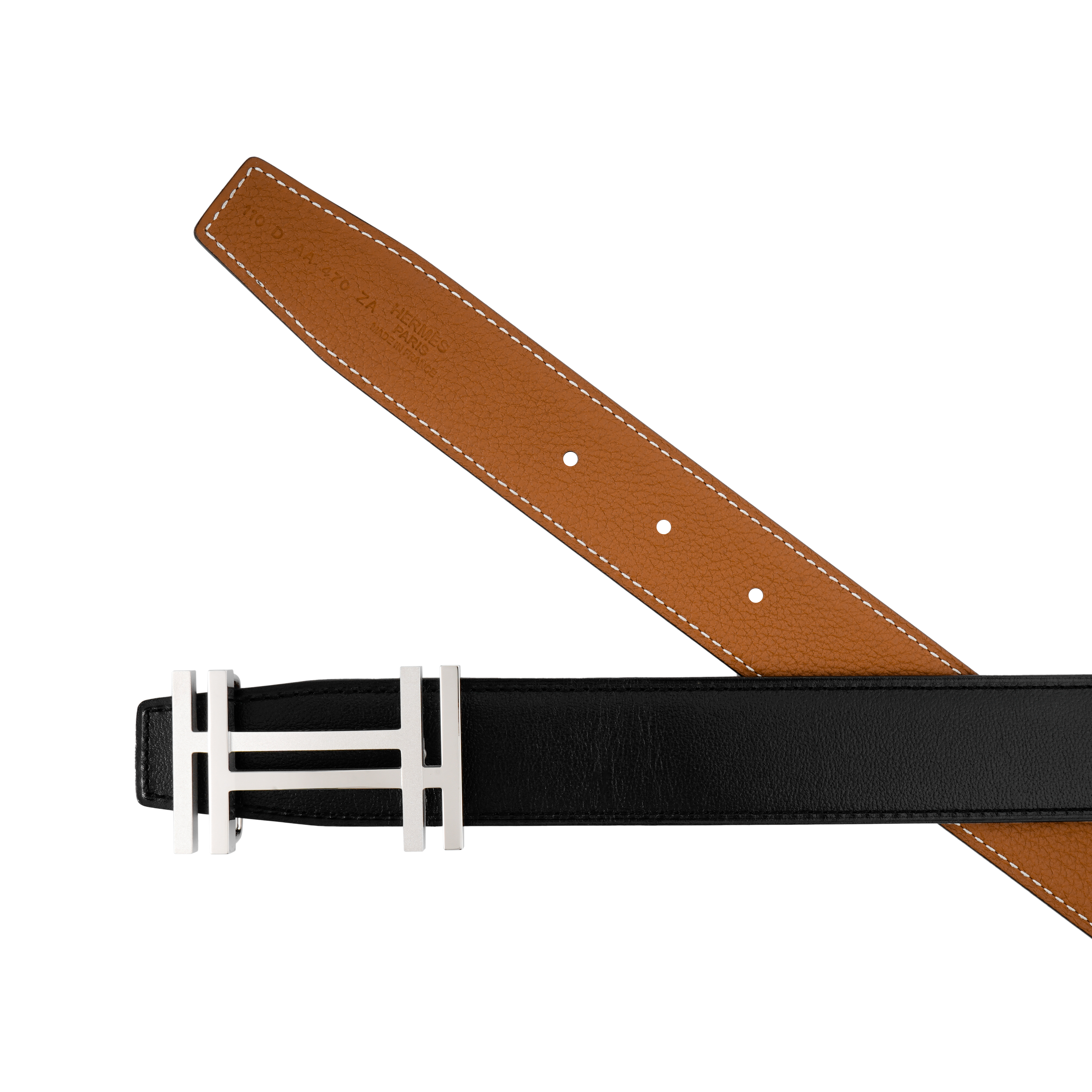 HERMES Togo Calfskin Dual-Sided Belt Silver Buckle Black/Gold 3.2cm H066050CK05-H073967CAAA 圖 4