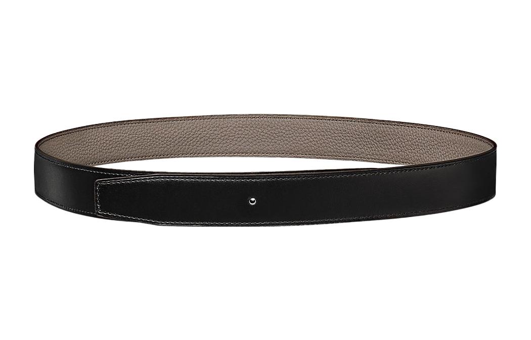 HERMES Togo Calfskin Reversible Belt Black/Grey with Matte Gold Buckle Unisex H064544CM2MH073967CAAQ080 圖 3