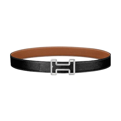 HERMES Togo Classic Reversible Leather Belt Black/Brown 3.2cm Accessory H077934CK05-H073967CAAA095