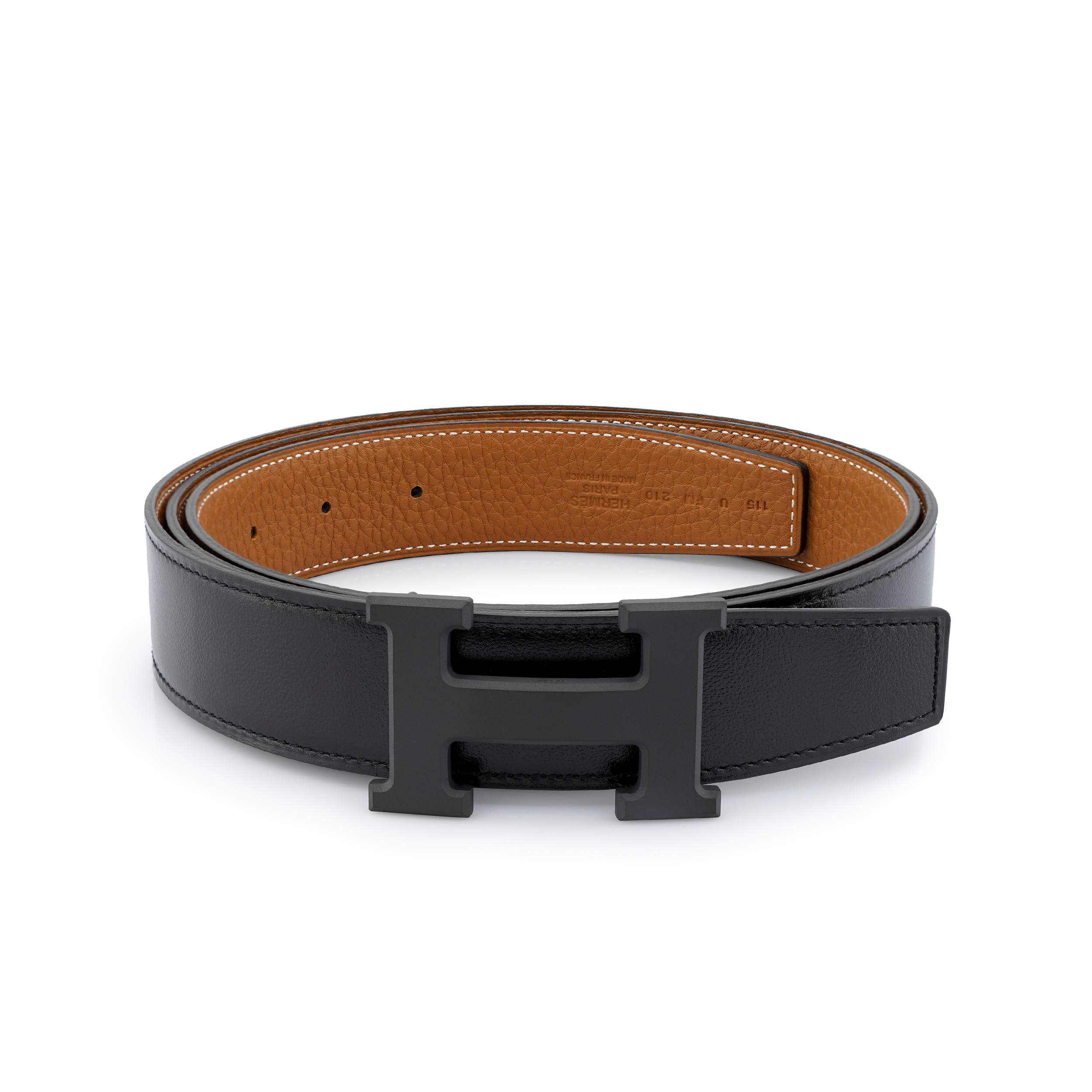 HERMES Togo Leather Reversible Belt Black/Gold 3.2cm H080029CY89-H073967CAAA