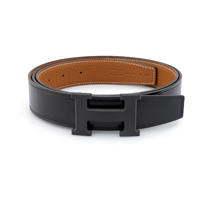 HERMES Togo Leather Reversible Belt Black/Gold 3.2cm H080029CY89-H073967CAAA