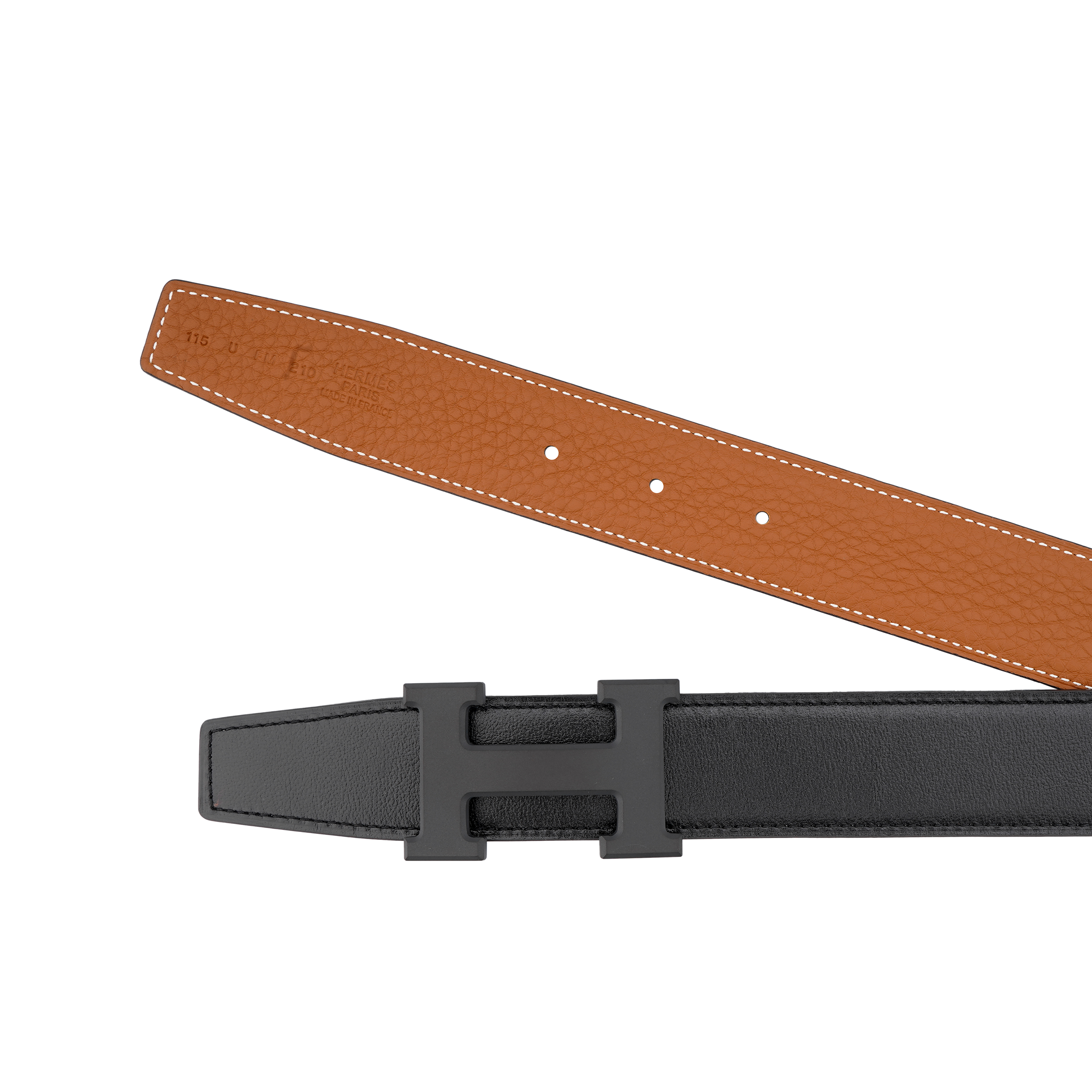 Purchase 爱马仕 Togo 皮革可双面腰带 黑色/金色 3.2cm H080029CY89-H073967CAAA