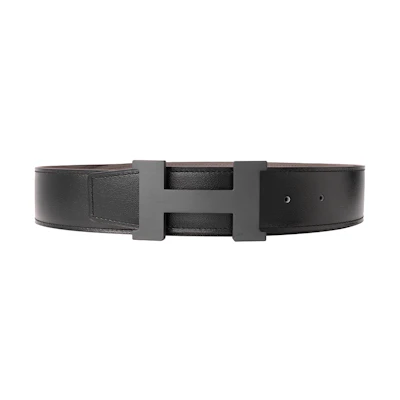 HERMES Togo Leather Reversible Belt Black/Grey 3.8cm for Men. H081106CH89-H077971CAAG