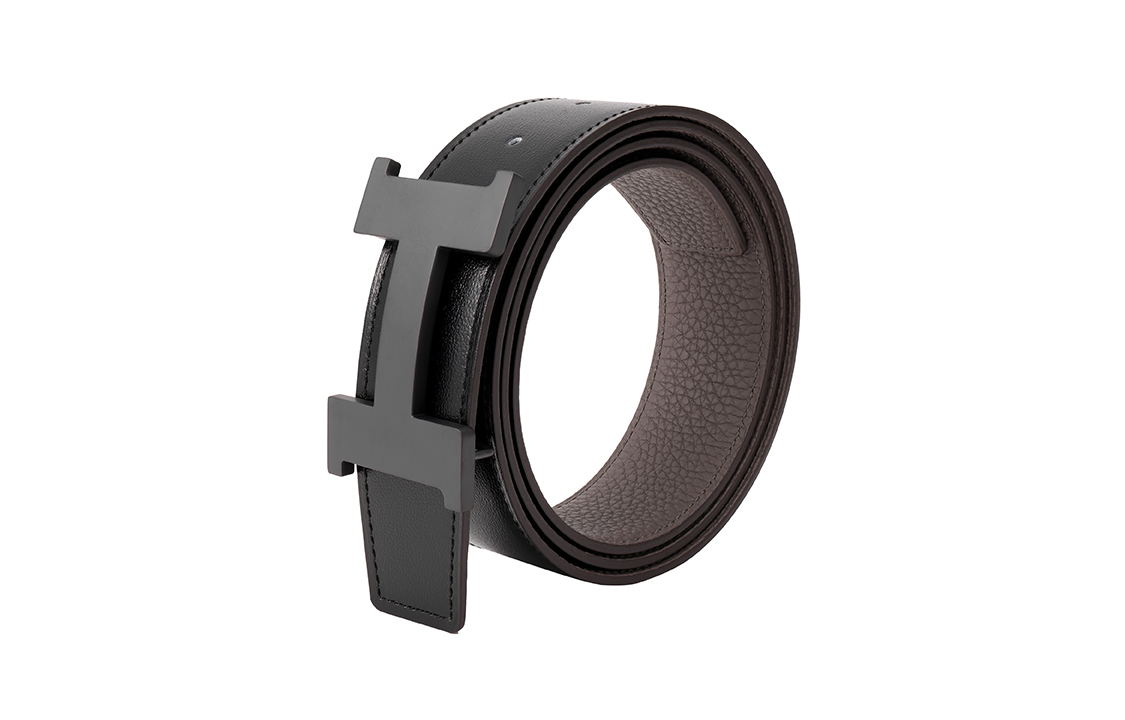 Shop HERMES Sabuk Kulit Togo Reversible Hitam/Abu-abu 3.8cm untuk Pria. H081106CH89-H077971CAAG