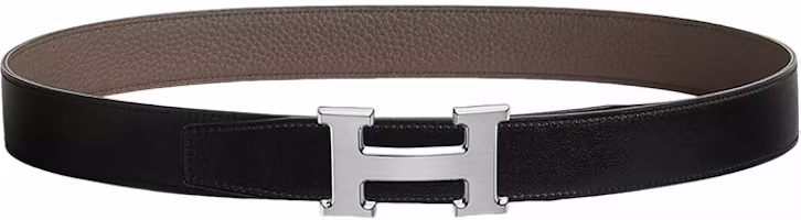 HERMES Togo Leather Reversible Belt Gray/Silver 3.2cm H064544CB86-H073967CAAC HERMES Togo Leather Reversible Belt Gray/Silver 3.2cm H064544CB86-H073967CAAC
