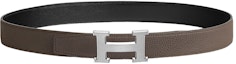 Lookbook HERMES Togo皮革雙面腰帶 灰色/銀色 3.2公分 H064544CB86-H073967CAAC