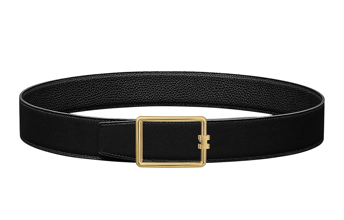 HERMES Togo Simple Fashion Leather Belt Black 3.8cm  Accessory H081675CP2K H075387CAAF080