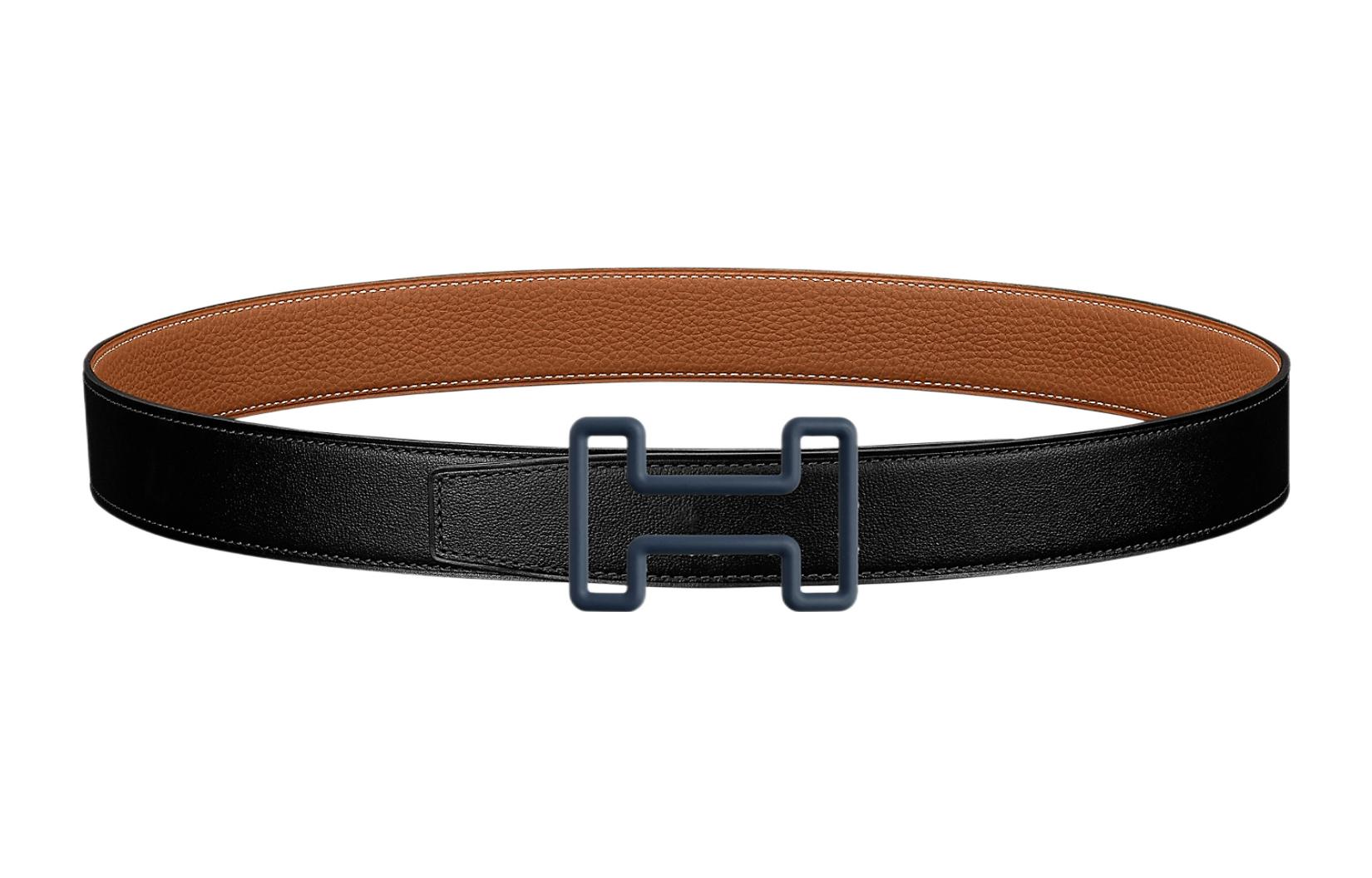 HERMES Tonight  Black Leather Belt 3.2cm Casual Comfort Accessory. H081755CLAF-H073967CAAA095