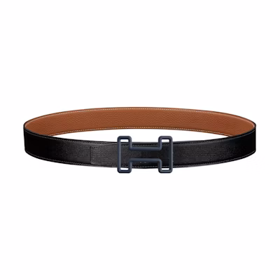 HERMES Tonight Black Leather Belt 3.2cm Casual Comfort Accessory. H081755CLAF-H073967CAAA095