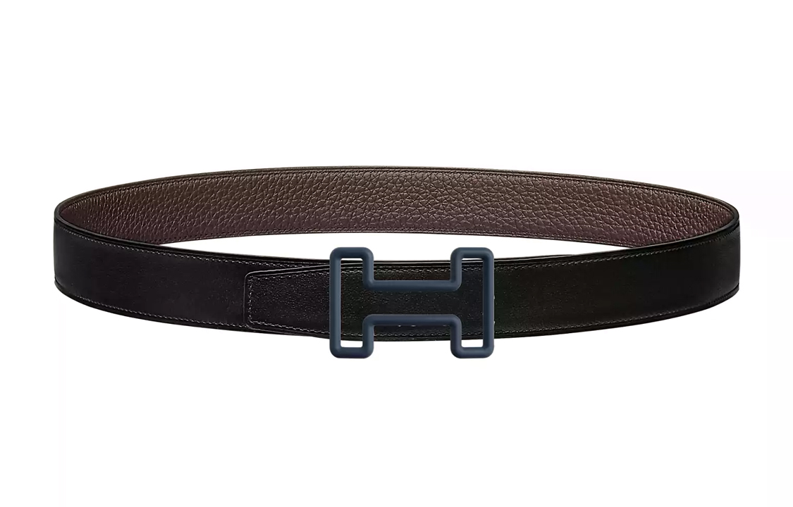 HERMES Tonight  Leather Belt Black/Brown 3.2cm Fashion Casual Classic Style H081755CLAF-H073967CAAB085