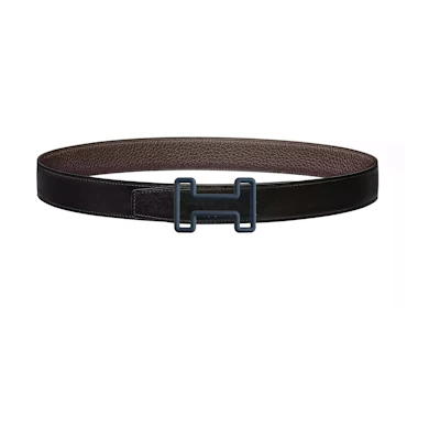 HERMES Tonight Leather Belt Black/Brown 3.2cm Fashion Casual Classic Style H081755CLAF-H073967CAAB085