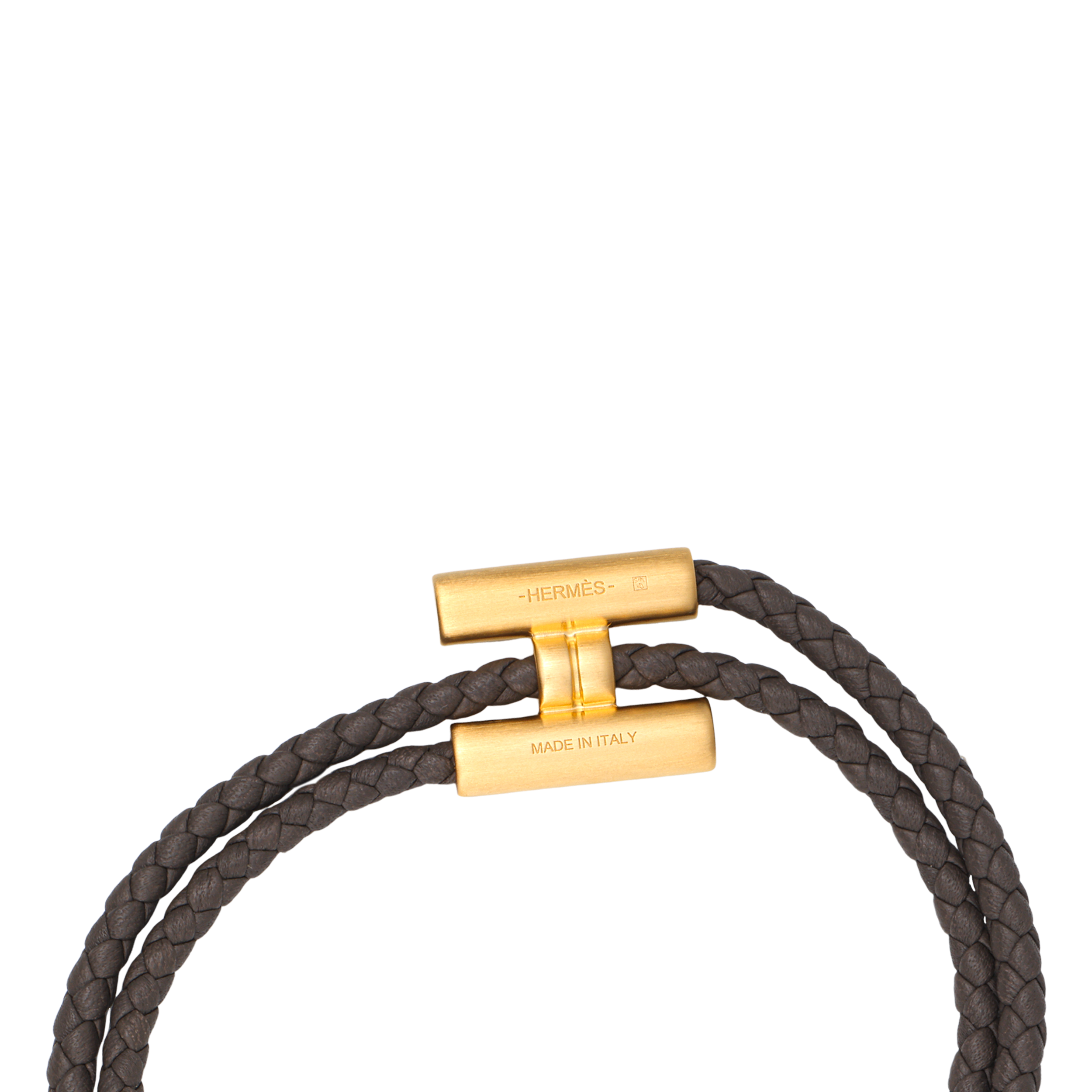 HERMES Tournis Tresse Grey Metal Bracelet with Gold Clasp Unisex Couples Style H068406FM8FT4/T5 圖 4