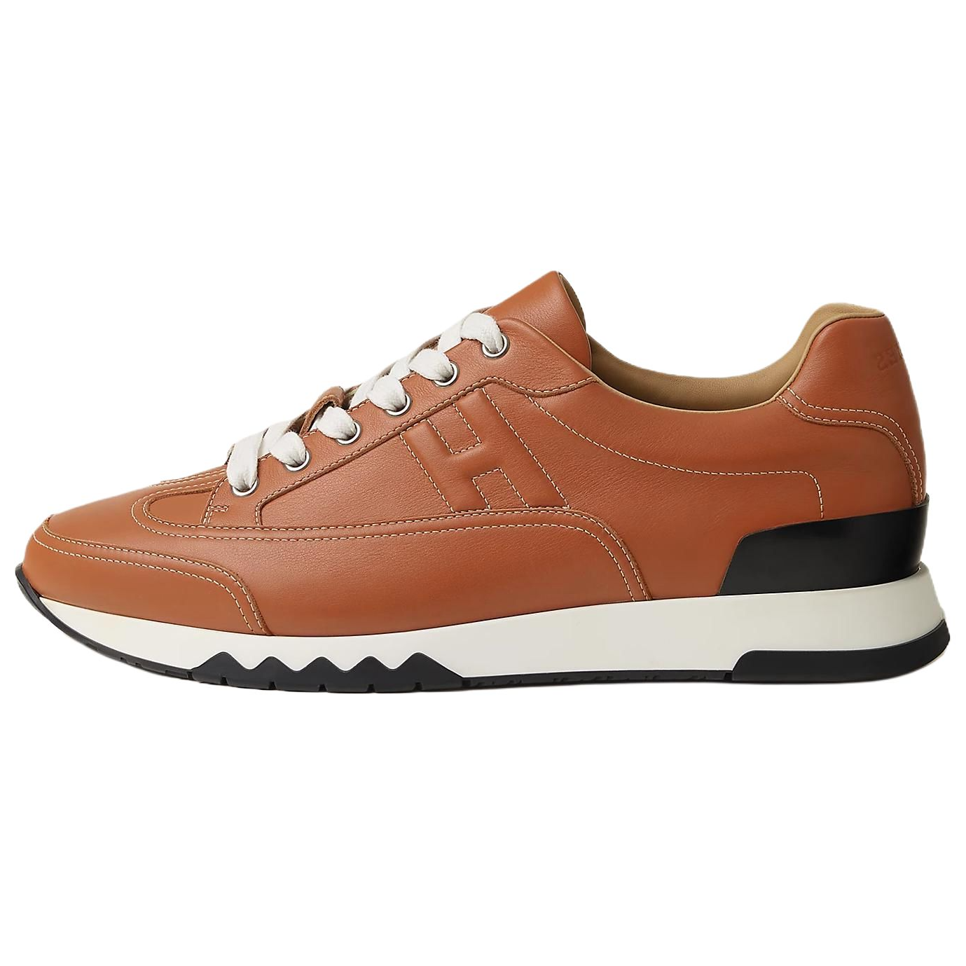 HERMES Trail Brown Calfskin Low-Top Casual Lifestyle Shoes for Men H191395Z H1W