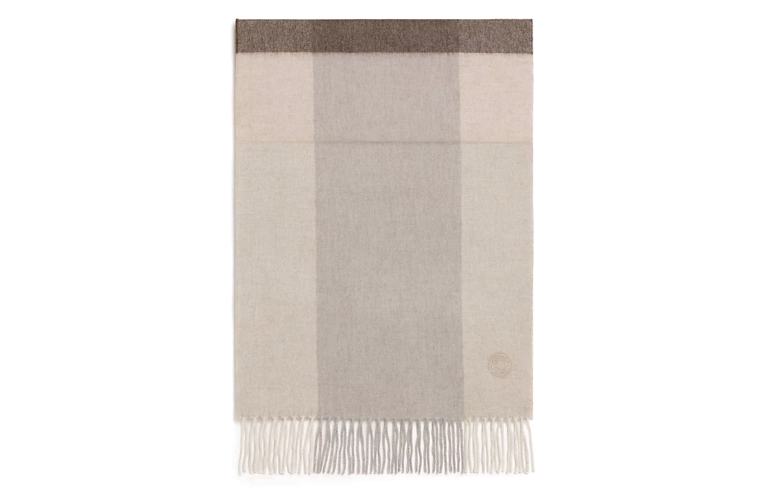 HERMES Tricolor Striped Wool Scarf Unisex Couple Style Multi-Color H393834T 05 圖 2