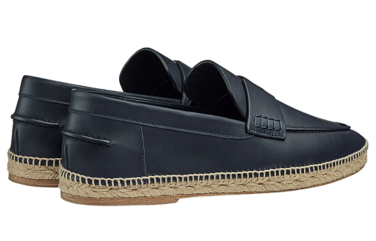 Lookbook HERMÈS 愛馬仕 Trip 簡約休閒時尚草編鞋 深藍色