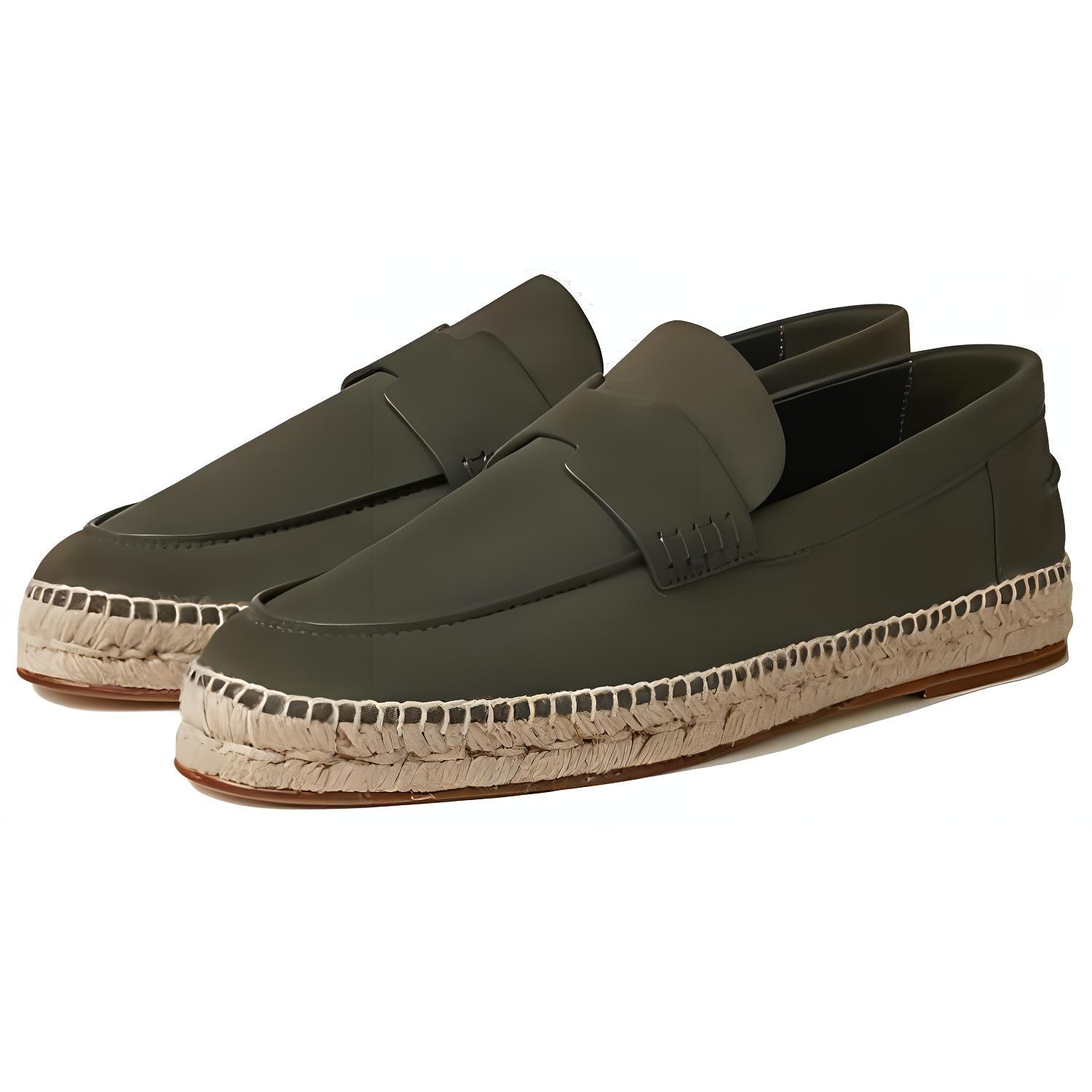 HERMES Trip Leather Round Toe Slip-On 'Deep Green Fisherman' H211874Z-H4N