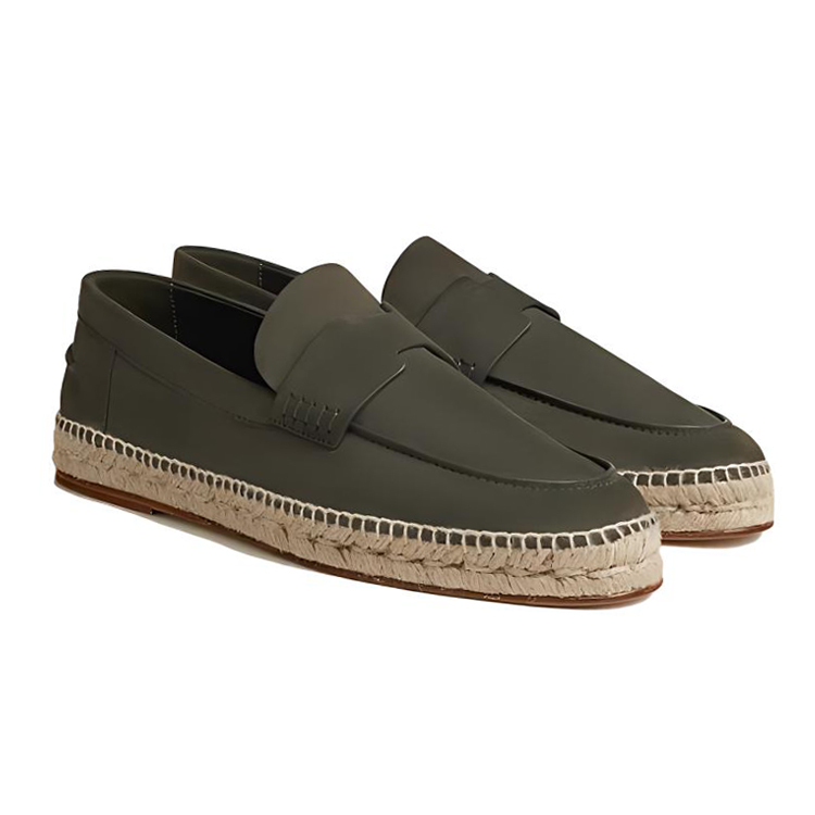 Order HERMES愛馬仕 Trip 皮革圓頭套腳漁夫鞋 男款 深綠色