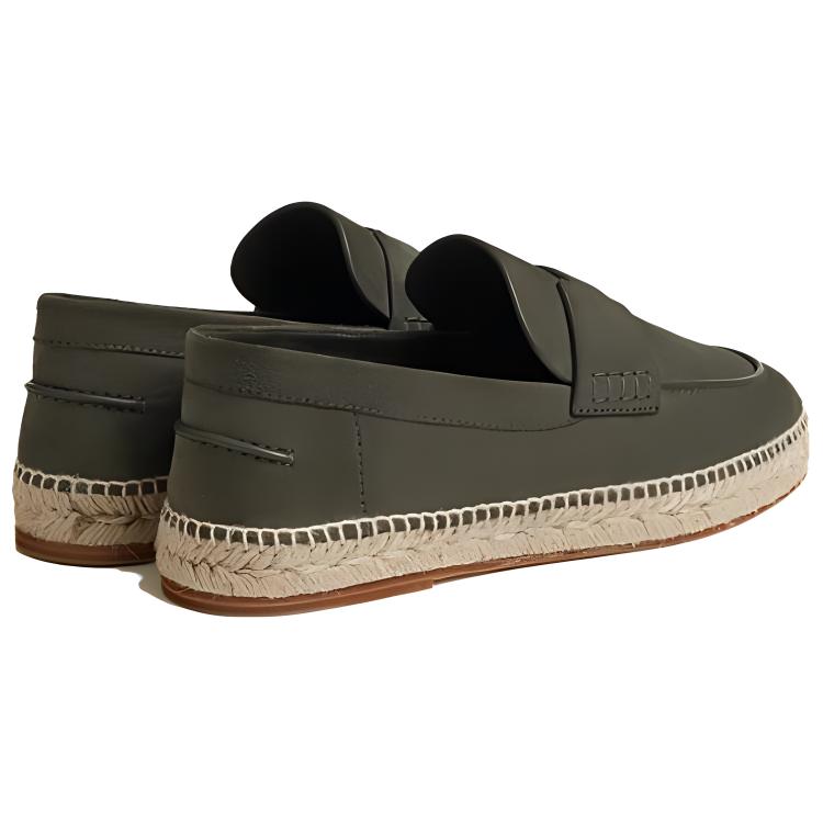 Lookbook HERMES愛馬仕 Trip 皮革圓頭套腳漁夫鞋 男款 深綠色