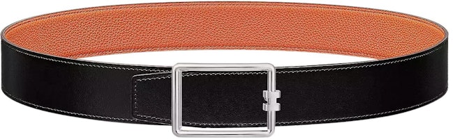 HERMES Tube H Black/Orange Leather Belt Fashion 3.8cm Reversible Buckle. H081675CK05-H077971CAAH085 HERMES Tube H Black/Orange Leather Belt Fashion 3.8cm Reversible Buckle. H081675CK05-H077971CAAH085