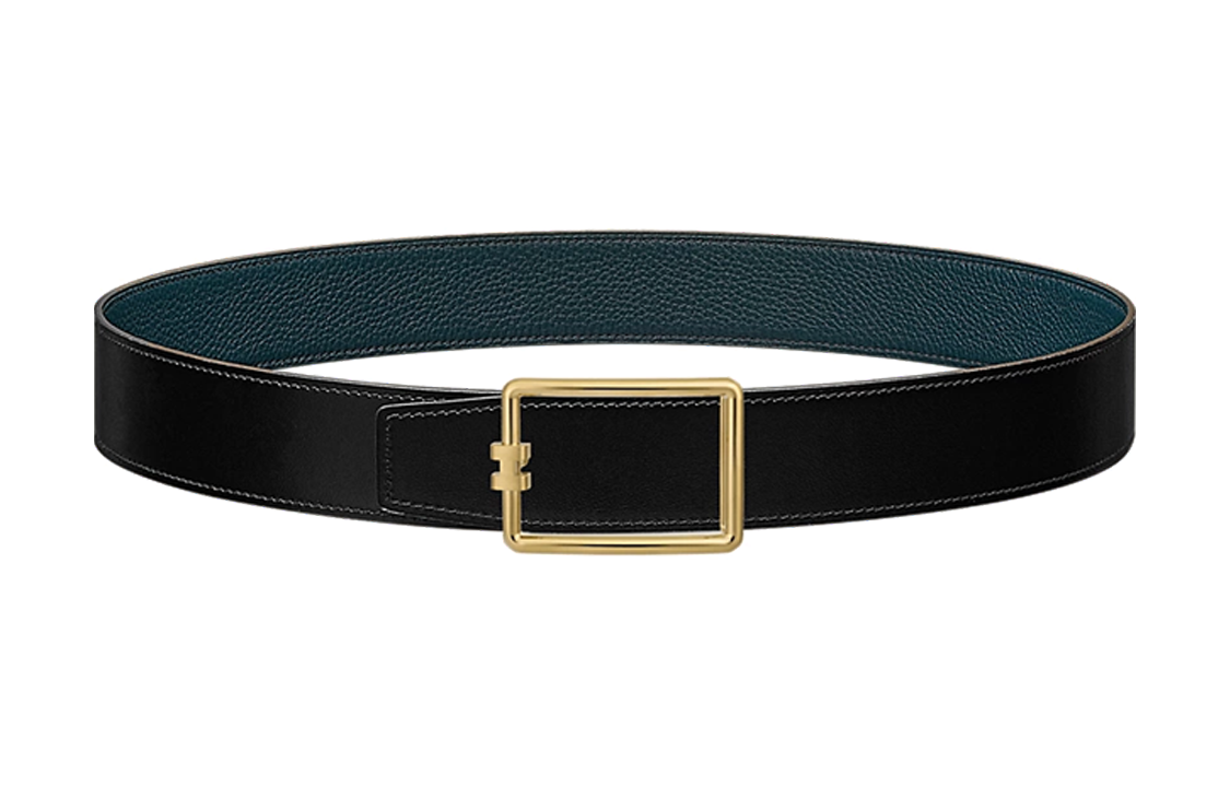 HERMES Tube H Gold Buckle Reversible Calfskin Leather Belt Black 3.8cm . H081675CP2K-H077971CAAE095 圖 2