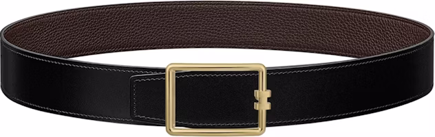 HERMES Tube H Gold Buckle Togo Leather Reversible Belt Black 3.8cm H081675CP2K H077971CAAB110 HERMES Tube H Gold Buckle Togo Leather Reversible Belt Black 3.8cm H081675CP2K H077971CAAB110