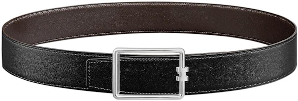 HERMES Tube H Reversible Togo Leather Belt, Silver Buckle, 3.8cm - Black. H081675CK05-H081779CAAA100 HERMES Tube H Reversible Togo Leather Belt, Silver Buckle, 3.8cm - Black. H081675CK05-H081779CAAA100