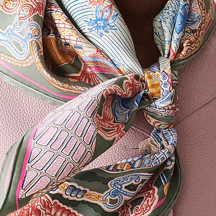 HERMES Twill Pattern Silk Scarf Unisex Couple Style Multicolor H004011S 03 圖 3