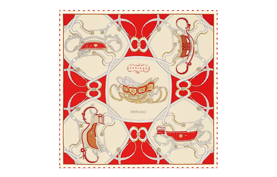 HERMES Twill Silk Scarf Red Unisex Couple Style H893989S 08