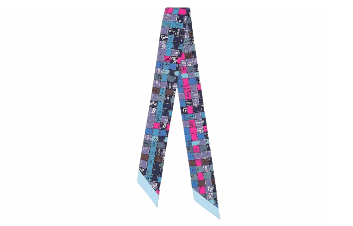 HERMES Twilly Bolduc Ribbon Scarf Blue H062408S-18