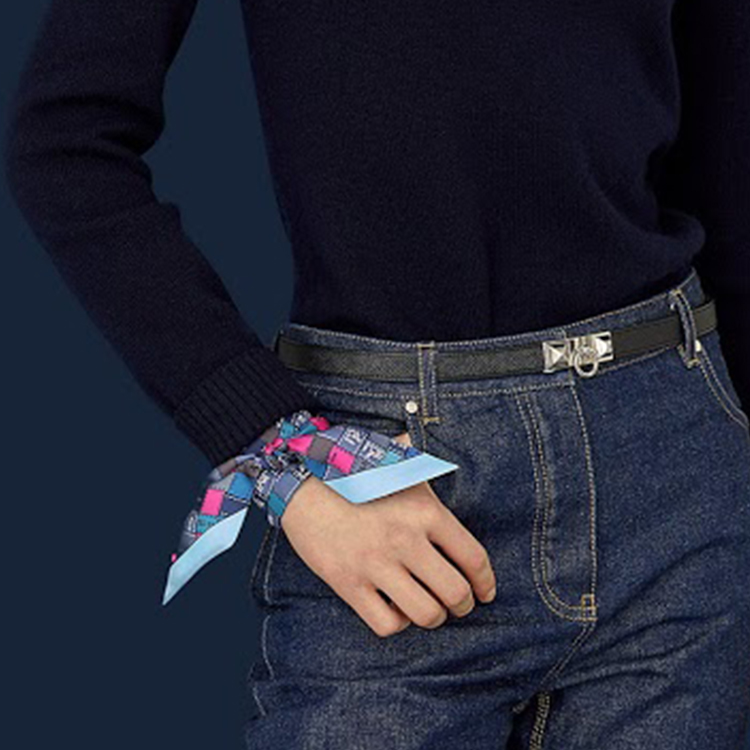 HERMES Twilly Bolduc Ribbon Scarf Blue H062408S-18 圖 7