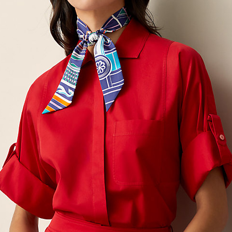 HERMES Twilly Indigo Pink Small Silk Ribbon Scarf H063516S-07 圖 3