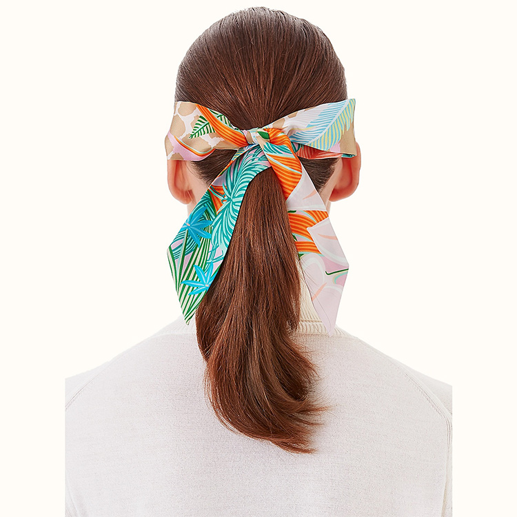 HERMES Twilly Jungle Jaguar Silk Scarf Ribbon Orange H063168S-01 圖 3