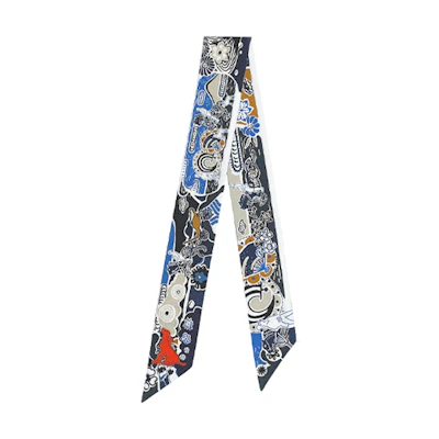 HERMES Twilly Red Silk Scarf with Accents H853530S-01