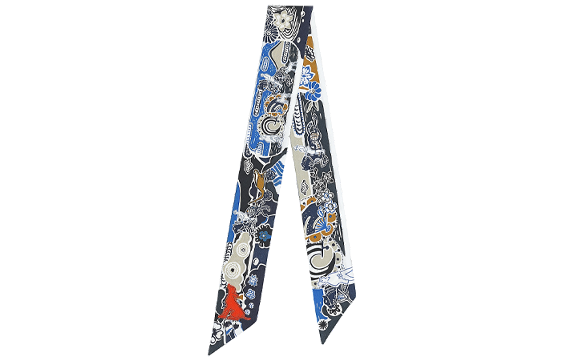 HERMES Twilly Red Silk Scarf with Accents H853530S-01 圖 2