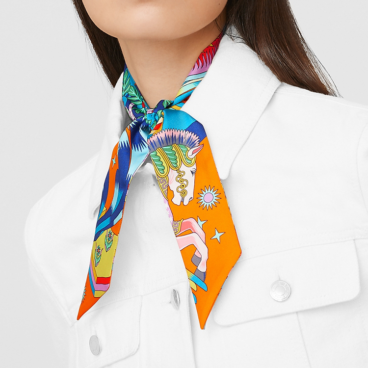 HERMES Twilly Ribbon Scarf in Bright Orange "Pegasus Origin" H063434S-01 圖 3